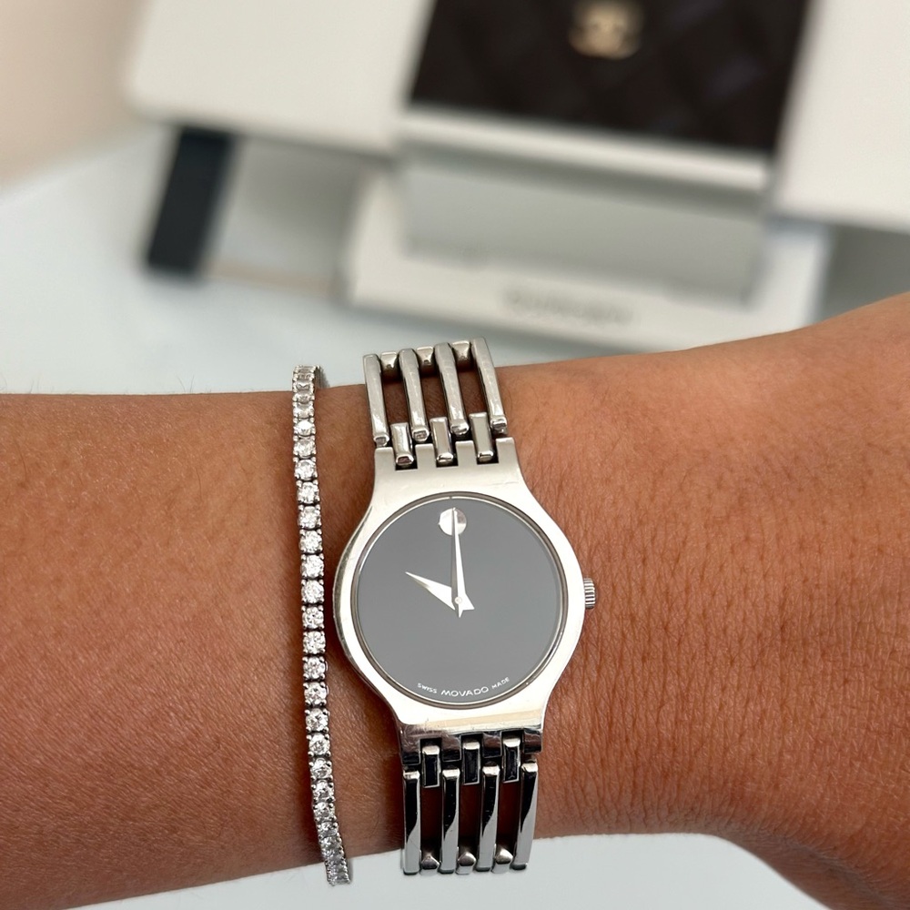 MOVADO Esperanza Black Museum Dial Steel Women's Watch 606043 26mm